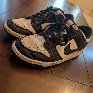Size 7y (GS) - Nike Dunk Low Black‎ White